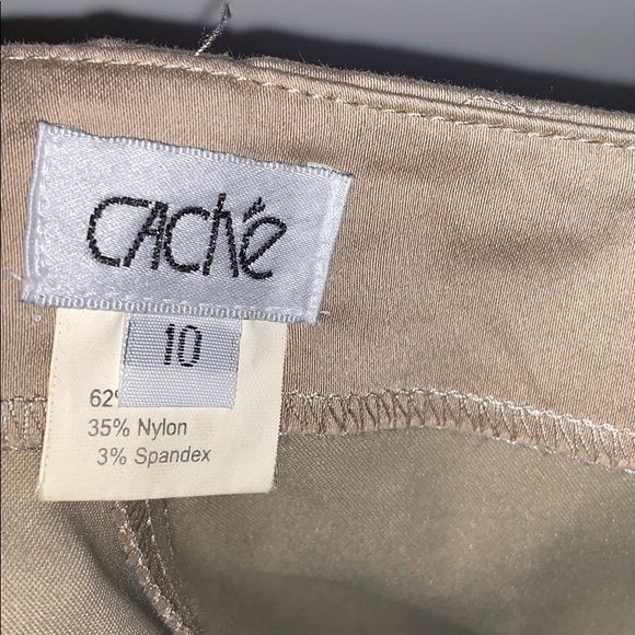CACHE • Beige Khaki Cotton Nylon Crop Slit Pants - Picture 6 of 7
